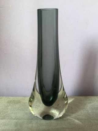 Vintage Whitefriars Glass Tall Teardrop Vase Pewter Grey 9571 1970’s
