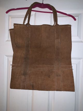 Ll Bean All Leather Log Carrier Bag Tote - Vintage