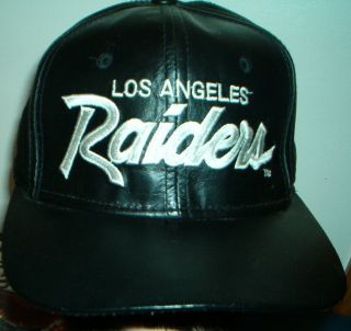 LOS ANGELES RAIDERS - Vintage 1990s NFL - LEATHER HAT / CAP by SPORTS SPECIALTIES 2