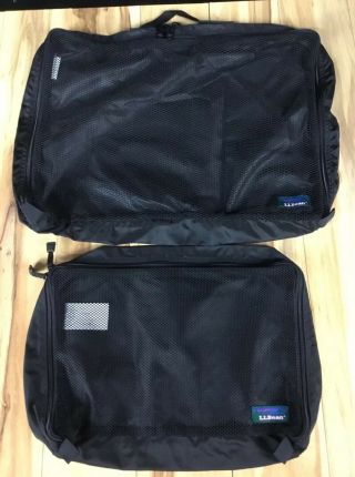 Vintage Ll Bean 2 Piece Mesh Travel Bags Breathable Packable Black Ln
