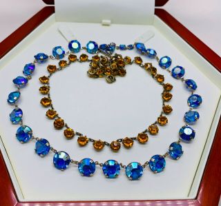 Vintage Jewellery 2 Czech Art Deco Bezel Set Crystal Necklaces