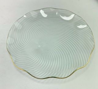 Vintage Retro Chance Glass Swirl Plate Gilt Rim Asymmetric Design