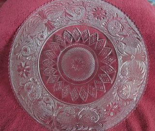 13 " Vintage Crystal Cake/serving Plate/platter - Geometric/floral " Pebble " Design