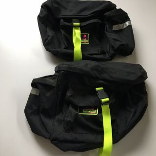 Norco Side Saddle Bag Pannier Cycling Bike Vtg 80s Set Pair Neon Black Storage