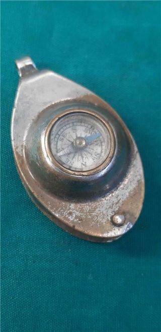 Vintage Pocket Magnifying Glass with Built in Compass made of Chrome on Brass 2