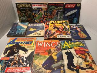 12 Magazines Mixed Pulp Planet Stories Astounding Science Fiction Fantastic,