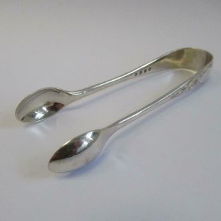 Vintage Solid Silver Sugar Tongs With Decorative Leaf Engravings Size 12cm 29.  4g