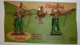 A Cherilea Vintage Lead Indians With Bows On The Card - 1950 