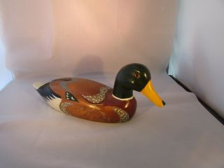 Mallard Drake Wood Duck Decoy,  Life Size 13 " X 5 3/4 " X 4 1/4 " Glass Eyed