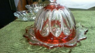 Vintage Indiana Diamond Point Ruby Red Flash Crystal Round Butter Dish