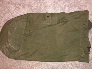 Vintage US Army Duffel Bag Cotton Duck Canvas USA Strap Green Pre - Owned 3