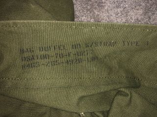 Vintage US Army Duffel Bag Cotton Duck Canvas USA Strap Green Pre - Owned 5