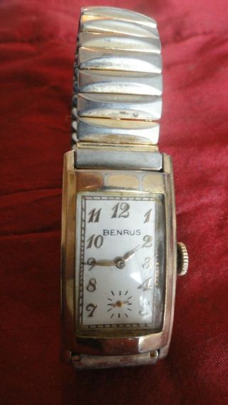 Vintage 10k Gf Benrus Model 17 Jewel Case Watch Mens Mechanical