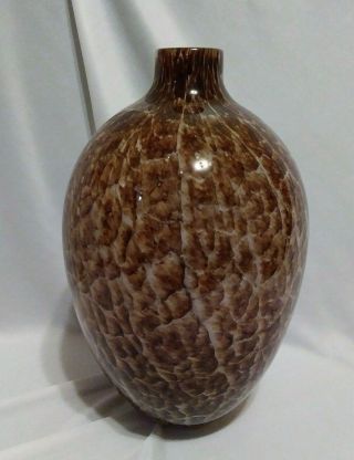 Vintage Hand Blown Art Glass Tortoise Shell Print Vase 2