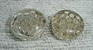 Two Vintage Clear Heavy Glass 3 " Dia Old Round Flower Arranging Frog S/h