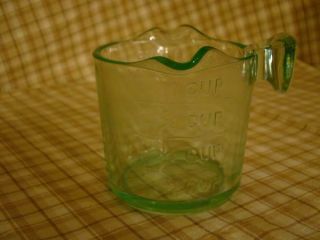 Vintage Us Glass Green Depression Glass 2 Spout 8 Oz Measuring Cup