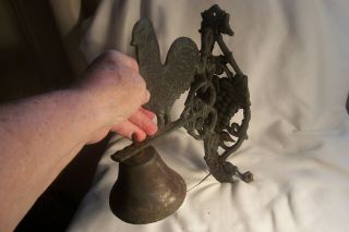 Vintage Cast Iron Rooster Wall Mounted Door Bell,  L - D135
