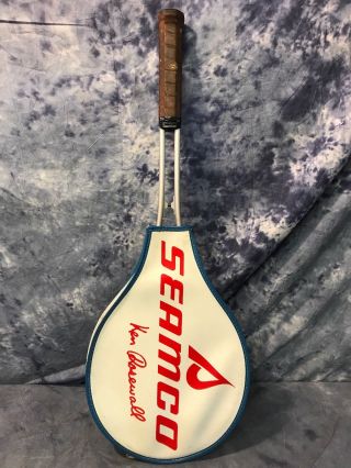 Vintage Seamco Ken Rosewall Aluminum Tennis Ball Racquet Racket 4 1/4 L Cover