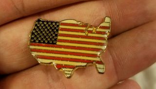 Vintage U.  S.  A.  American Flag Enamel Pin Brooch Lapel Us Usa America Shaped