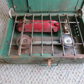 Vintage Coleman Portable Green Gas Grill