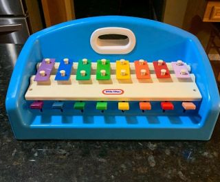 Vintage Little Tikes Tap A Tune Xylophone Piano Keyboard Blue 1985