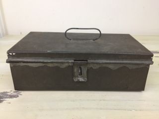 Metal Tool Box - Vtg 40s - 50s Mid - Century Rustic Retro Distressed Organizer