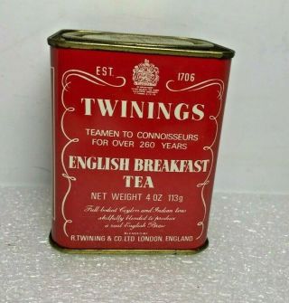 Vintage Twinings English Breakfast Tea Tin - 4 Oz - Advertising 113g