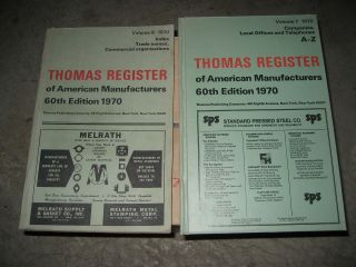 Thomas Register Of American Manufacturers 60th Edition 1970