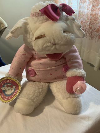 1990 Vintage Shari Lewis Baby Lamb Chop Plush Hand Puppet With Baby Pacifier