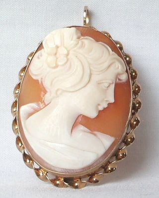 Vintage 12k G.  F.  Curtis Creations Cameo Victorian Woman Brooch/pin Pendant Exc