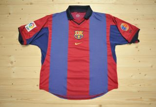 Vintage Nike Barcelona Barca Home Football Shirt 2000 - 2001 Size L