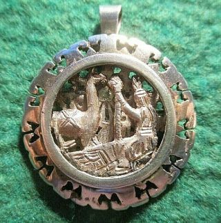 Vintage Sterling Silver Pendant / Religious / Wise Man,  Camel Signed " Jorg???