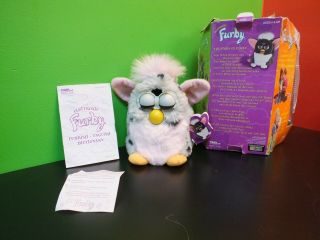 1998 Vintage Furby Tiger Electronics Model 70 - 800 Pink And Gray With Black Dots