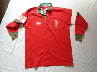 Vintage Wales Dragons Rugby Jersey Shirt Size Med V.  G.  C