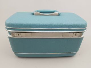Samsonite Silhouette 1212 Luggage Blue Turquoise Train Makeup Case Vintage