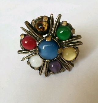 VINTAGE MIRACLE SIGNED SCARF RING MULTI COLOURED STARBURST 3
