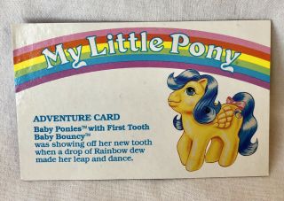 Vintage G1 My Little Pony Adventure Card Baby Ponies First Tooth Bouncy