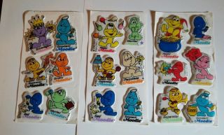 Vintage Moodies Puffy Stickers 1983,  3 Different Sheets
