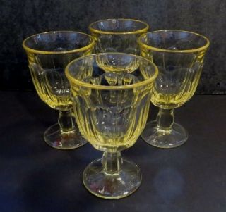 4 Glass Wine Goblets Yellow Footed 6 Oz.  Capacity Noritake Provincial Vintage