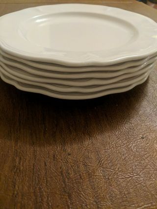 Set Of 6 Vintage Harmony House Federalist White Ironstone Dinner Plates