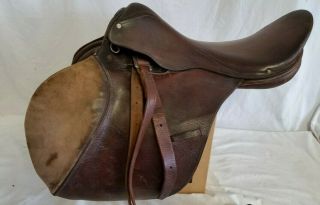 Vintage Pontillo English Saddle Brown Heavy Leather 17 " Argentina Very Good
