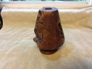 Burl Wood Vase Sculpture Quality Handcrafted Art Vintage 8 Inches Tall