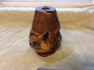 Burl Wood Vase Sculpture Quality Handcrafted Art Vintage 8 inches tall 2