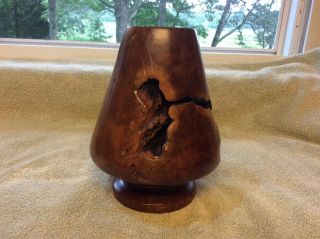 Burl Wood Vase Sculpture Quality Handcrafted Art Vintage 8 inches tall 4