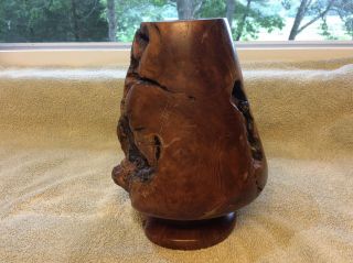 Burl Wood Vase Sculpture Quality Handcrafted Art Vintage 8 inches tall 5