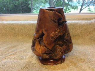 Burl Wood Vase Sculpture Quality Handcrafted Art Vintage 8 inches tall 6