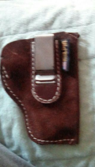Vintage Kolpin Brown Suede Leather Pistol Holster Belt Clip