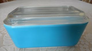 Vintage Blue Pyrex Refrigerator Dish 502 - B Lid 502 - C (" Notice Ribs On Lid ") Usa