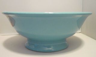 Vtg Hall Pottery Footed Pedestal Pasta Fruit Bowl 11.  5 " Turquoise Blue Usa 1556