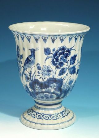 Vintage Handpainted Blue & White Delft Pottery Vase.